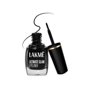 lakme ultimate glam eye liner, semi matte, quick drying, water resistant & smudgeproof eye liner, black, 9ml