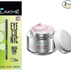 lakmÉ eyeconic insta cool kajal, black, matte finish cooling kohl liner with cucumber, twist up pencil, 0.35 g