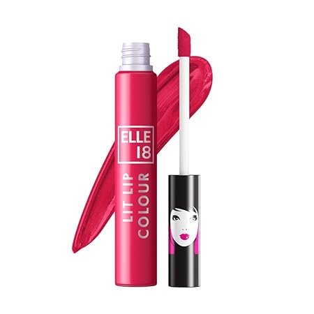 elle 18 lit lip, matte finish, pink blossom, 16 hrs long lasting liquid lipstick, smudge and transfer proof lipstick, one stroke application, quick drying | 5.6 ml