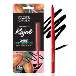 facescanada magneteyes kajal stick black, 0.35 gm | 24 hr long stay | one stroke smooth glide | waterproof, smudgeproof & fadeproof